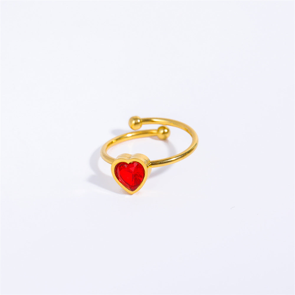 Wholesale Stainless Steel Open Heart Plated 18K Gold Ring