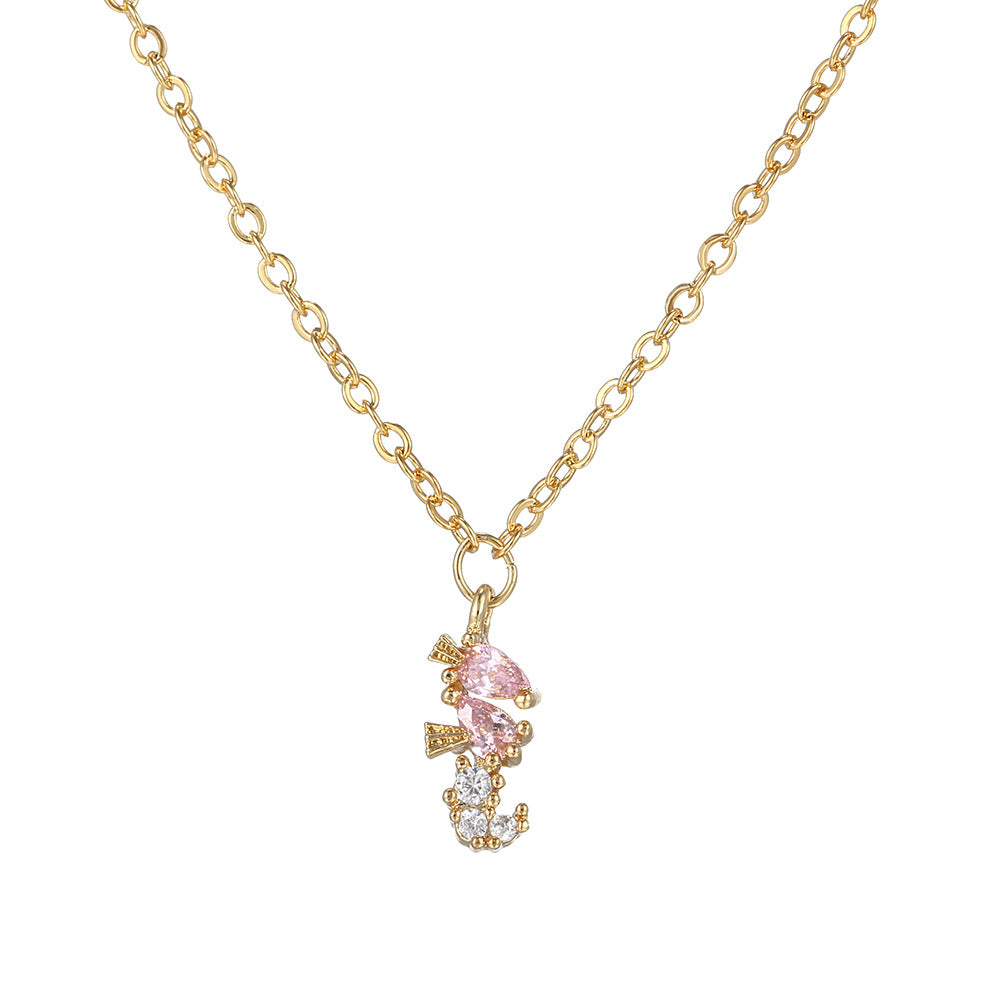 Wholesale Color Zircon Ocean Series Pendant Copper Necklace