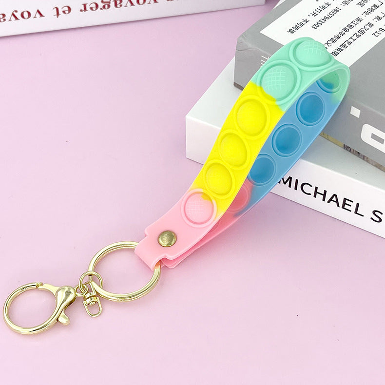 Wholesale PVC Rainbow Fruit Decompression Frozen Leather Rope Keychain