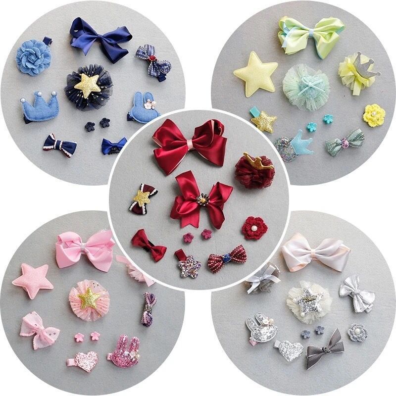 Wholesale Children's Gift Box Set of Ten Cloth Hair Clips