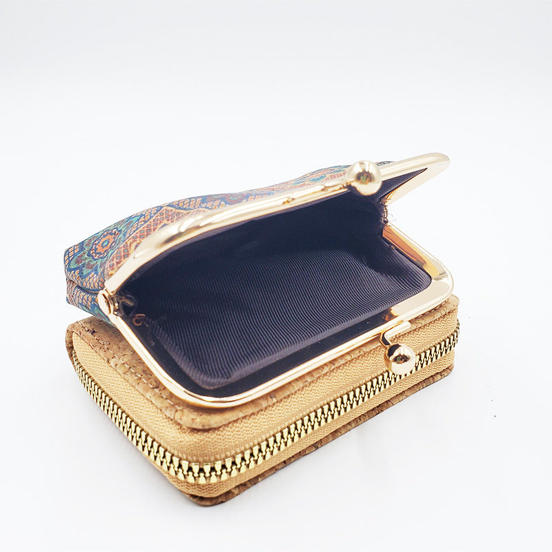 Wholesale PU Retro Zero Wallet Ethnic Style Printed Handbag Clip Bag