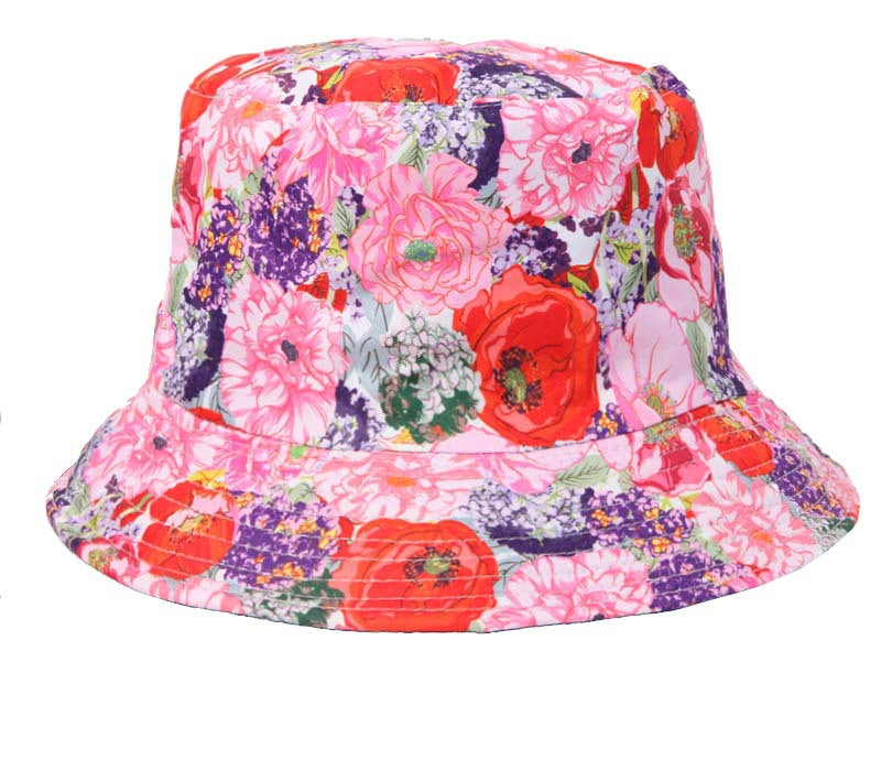 Venta al por mayor Sombrero de cubo de flores étnicas de poliéster