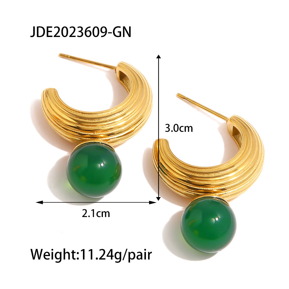 Wholesale 18K Gold Plated Vintage  Pearl Earrings Stainless Steel