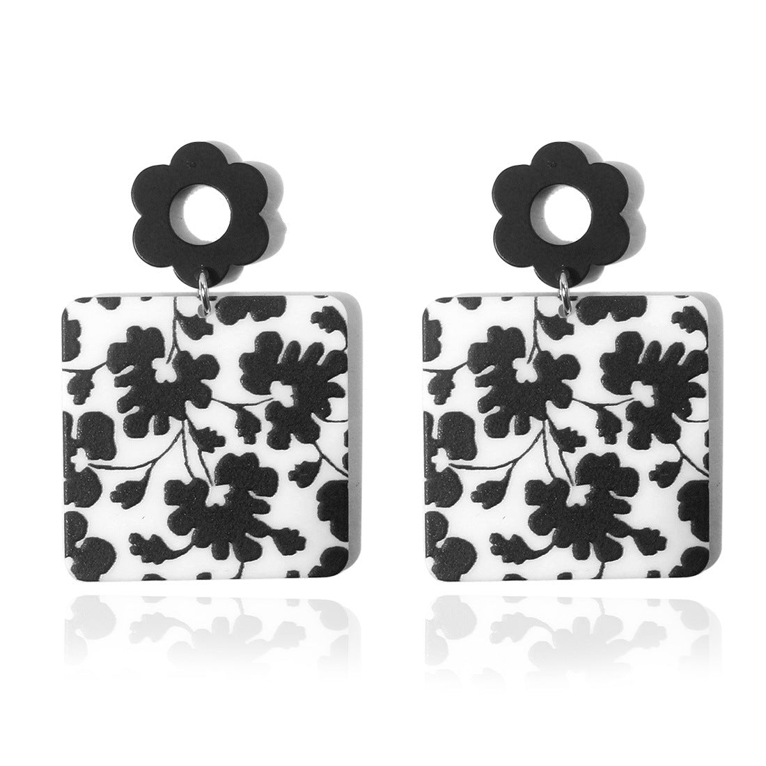 Wholesale Vintage Square Rose Alloy Earrings