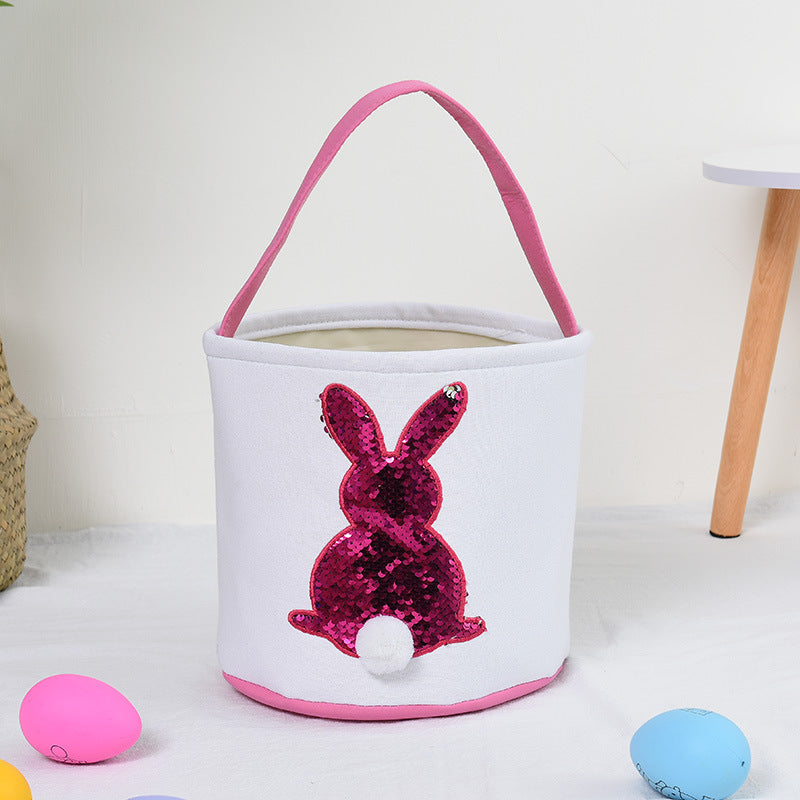 Wholesale Easter Sequins Rabbit Basket Cloth TOY 10pcs