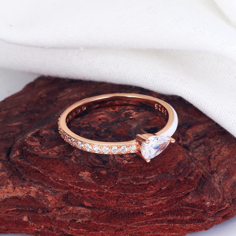 Wholesale Heart Baguette Zirconia Sterling Silver Rings