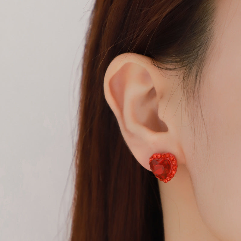 Pendientes De Cobre Con Diamantes En Forma De Corazón De Color Arcoíris Al Por Mayor