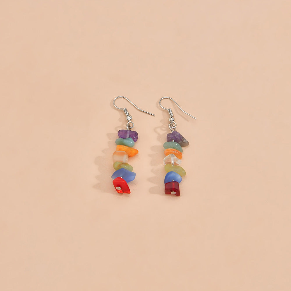 Wholesale Colorful Natural Gravel Earrings
