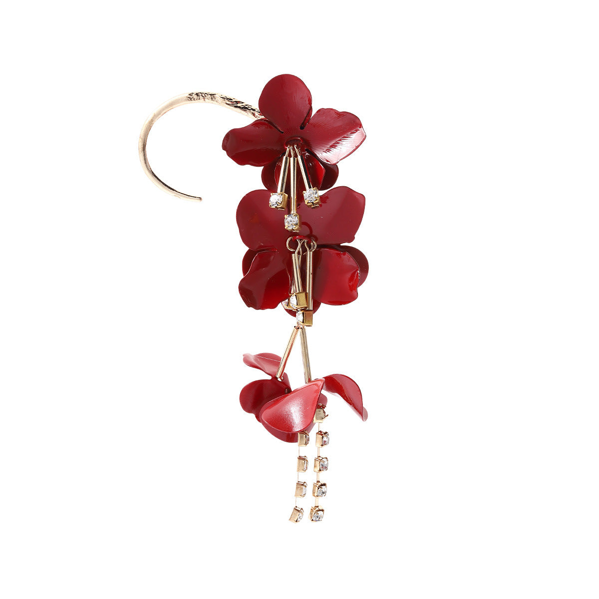Wholesale Jewelry Long Multilayer Flowers Alloy Earrings