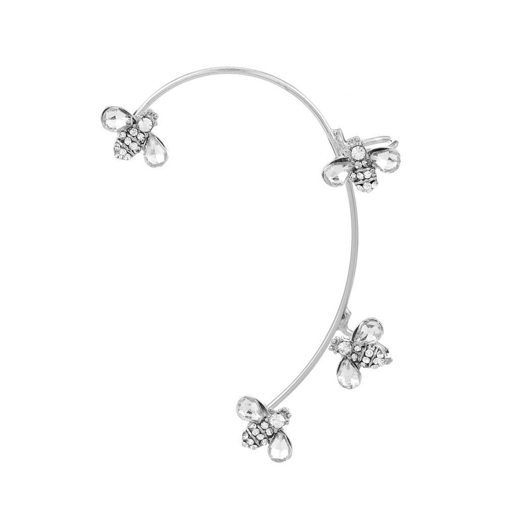 Venta al por mayor Pendientes de aleación de manguito de oreja de mariposa de diamante