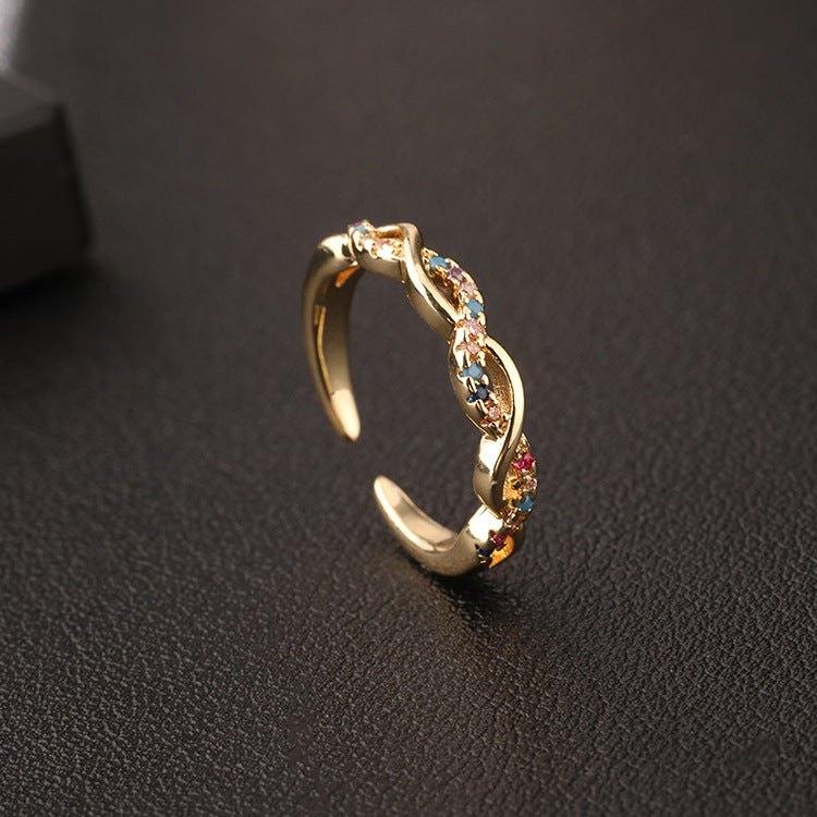 Wholesale Valentine's Day copper micro set zircon Fried Dough Twists ring