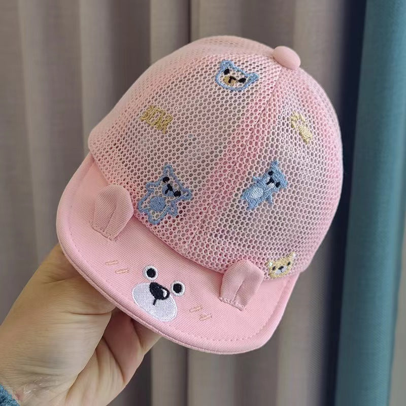 Wholesale Cotton Kids Animal Embroidery Thin Mesh Cap