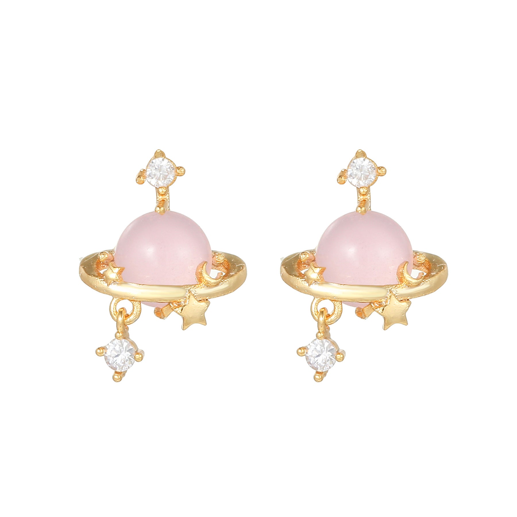 Wholesale Pink Zircon Heart 18k Earrings Copper