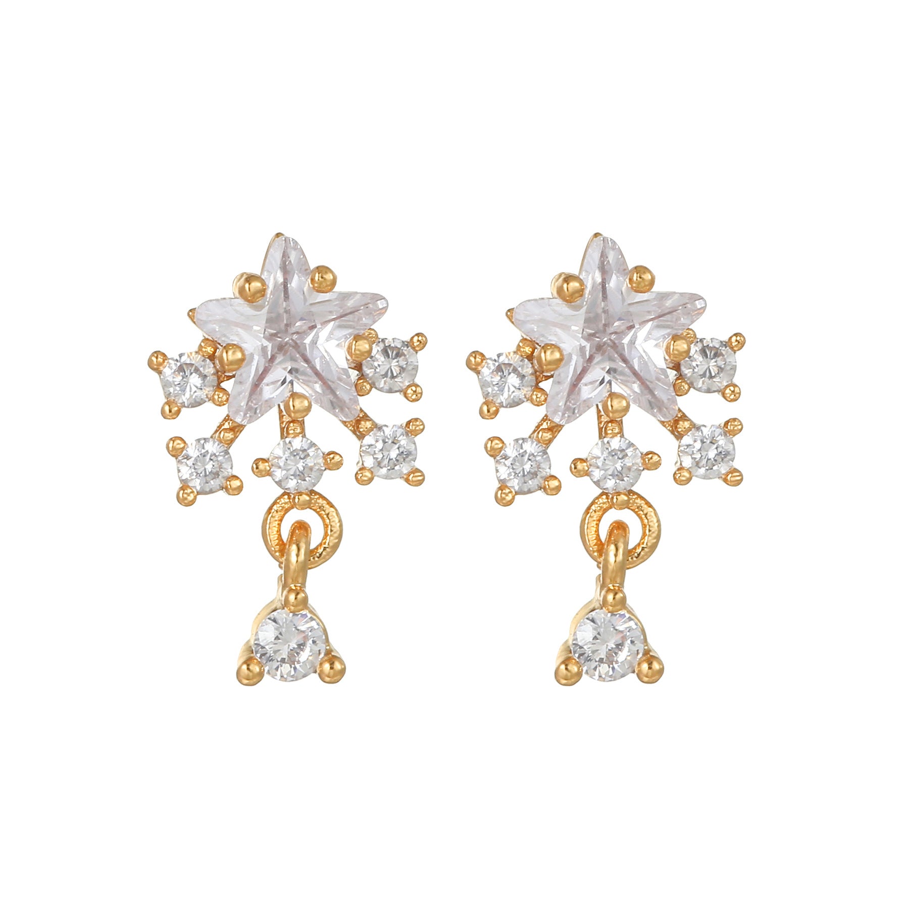 Wholesale Pink Zircon Heart 18k Earrings Copper