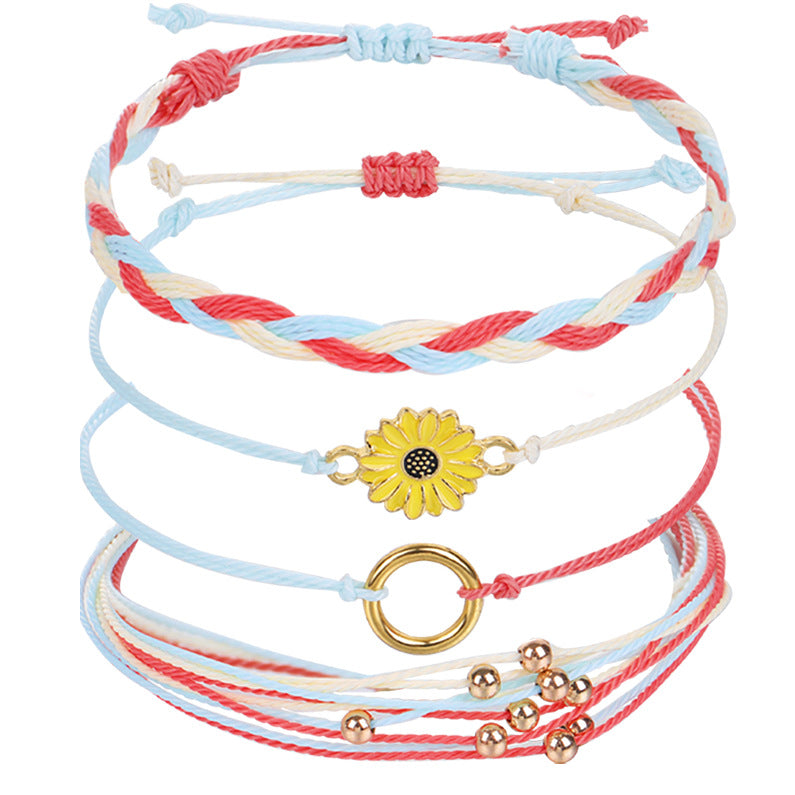 Wholesale Small Daisy Wax Thread Beads Bracelet Set
