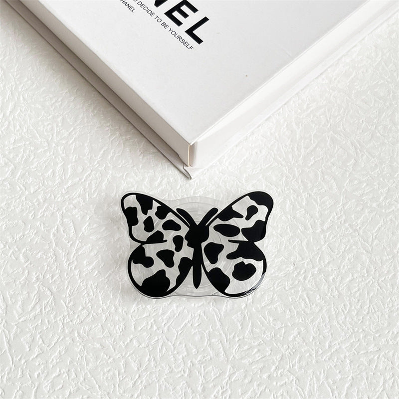 Tenedor plegable retráctil al por mayor del teléfono de la flor de mariposa del gato negro de acrílico