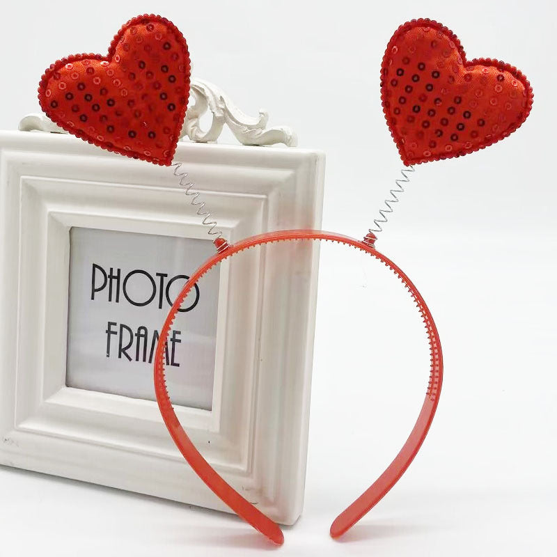 Diadema De Corazón De Lentejuelas De Tela al por mayor