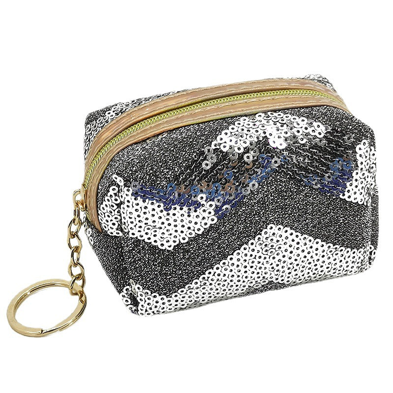 Wholesale Embroidered Sequin Fashion Mini Storage Bag Coin Purse  PVC Keychain