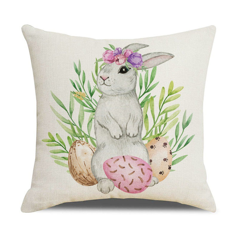 Wholesale Polyester Cartoon Easter Bunny Series Throw Pillowcase