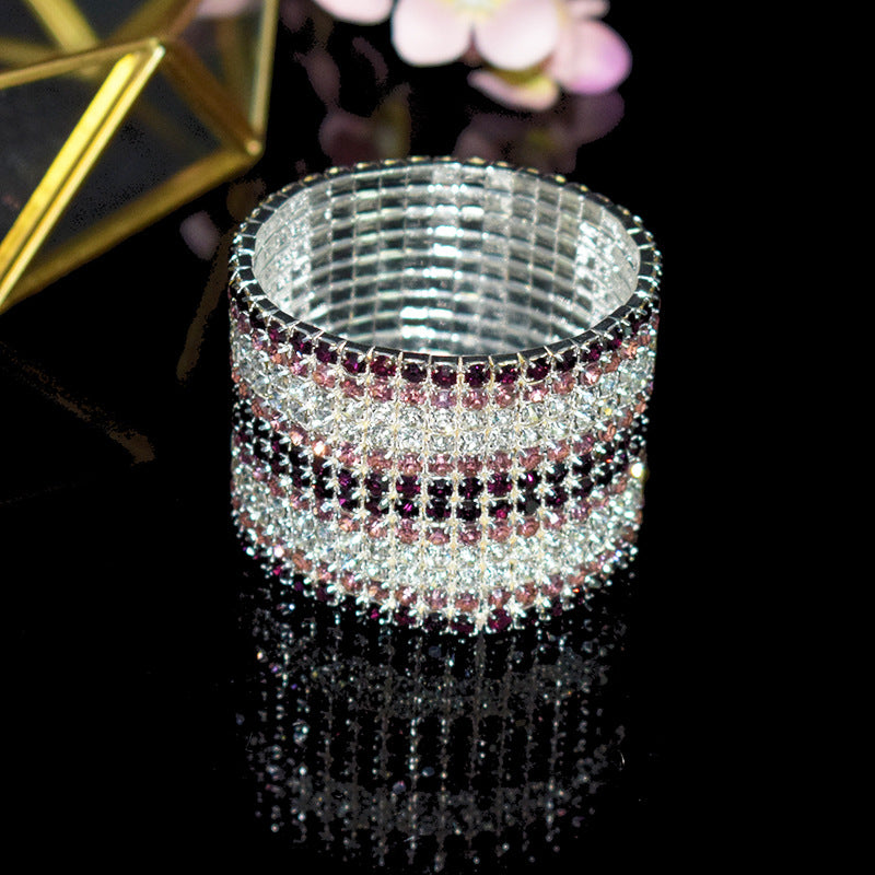 Conjunto de pulsera en capas de diamantes de imitación de cristal elástico al por mayor