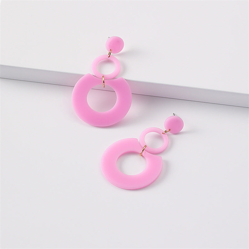 Wholesale Jewelry Round Stitching Acrylic Earrings