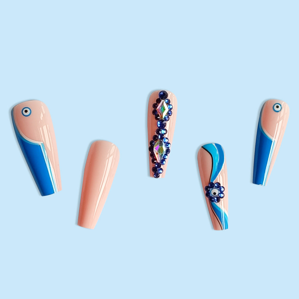 Wholesale Blue Polka Dot Stripe Plastic Nail Art Chips