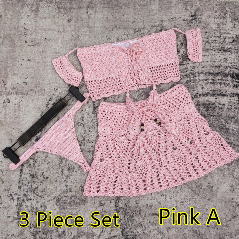 Wholesale Handmade Crochet Mini Skirt Polyester Swimwear