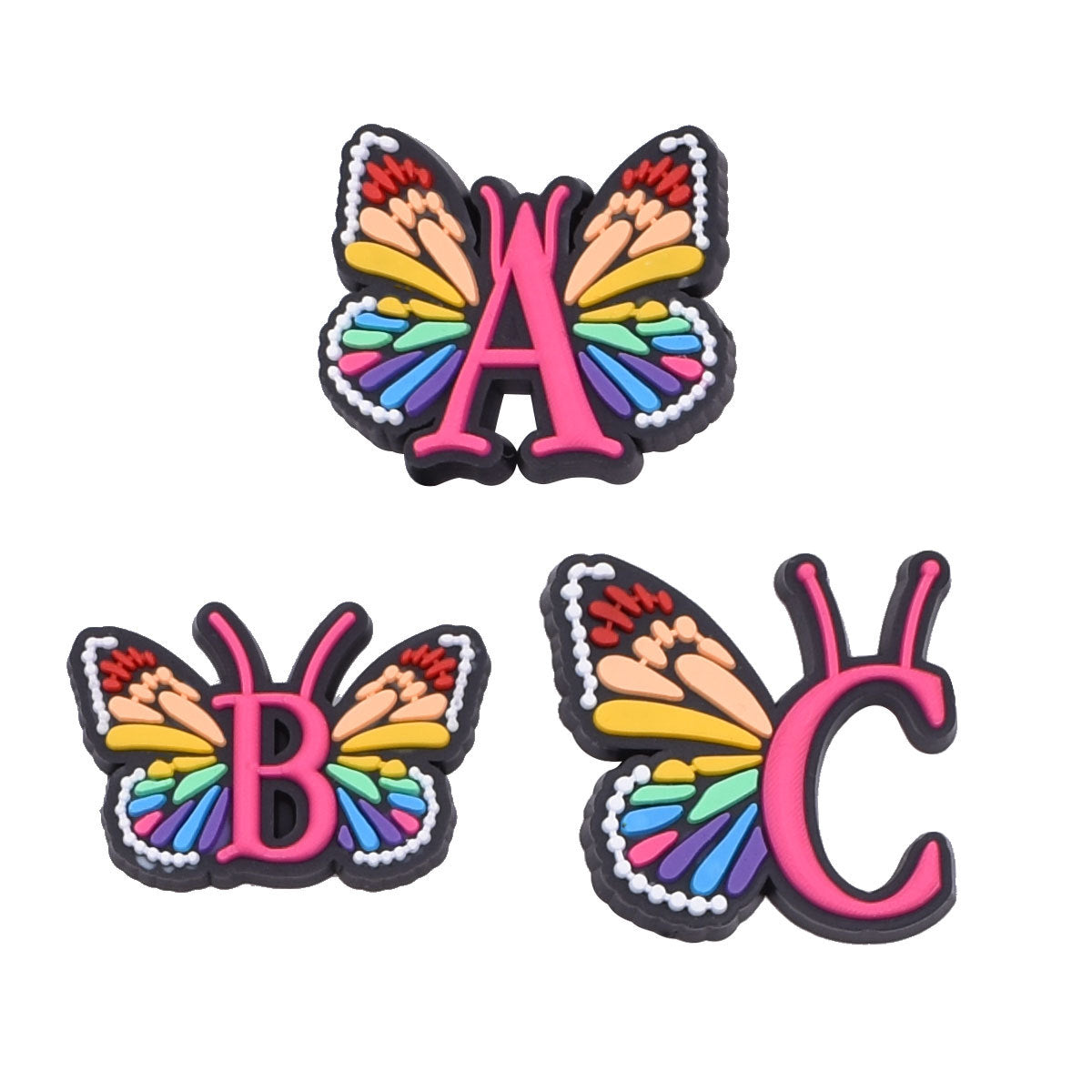 Al por mayor 100 PCS PVC Cartoon Butterfly Alphabet Diy Hebillas