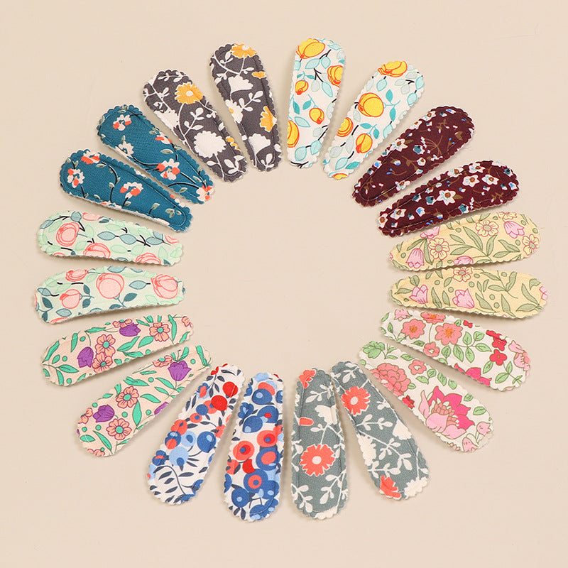Wholesale Printed Fabric Art Floral Kids Hair Clips