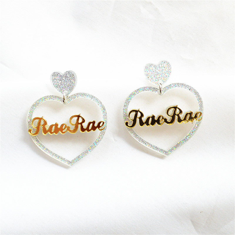 Wholesale Multicolor Cutout Heart Acrylic Earrings