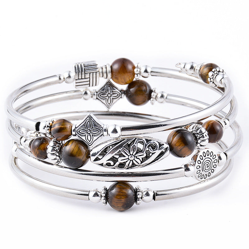 Wholesale Multi-ring Natural Stone Agate Bead Bracelet