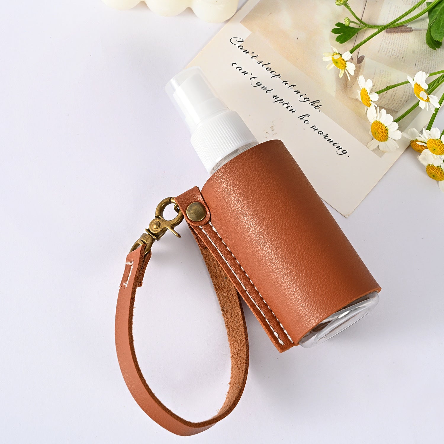 Wholesale Outgoing Portable Hand Sanitizer Leather Case PU Keychain
