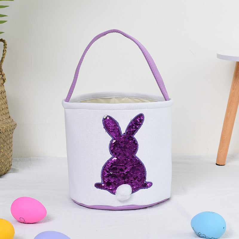 Wholesale Easter Sequins Rabbit Basket Cloth TOY 10pcs