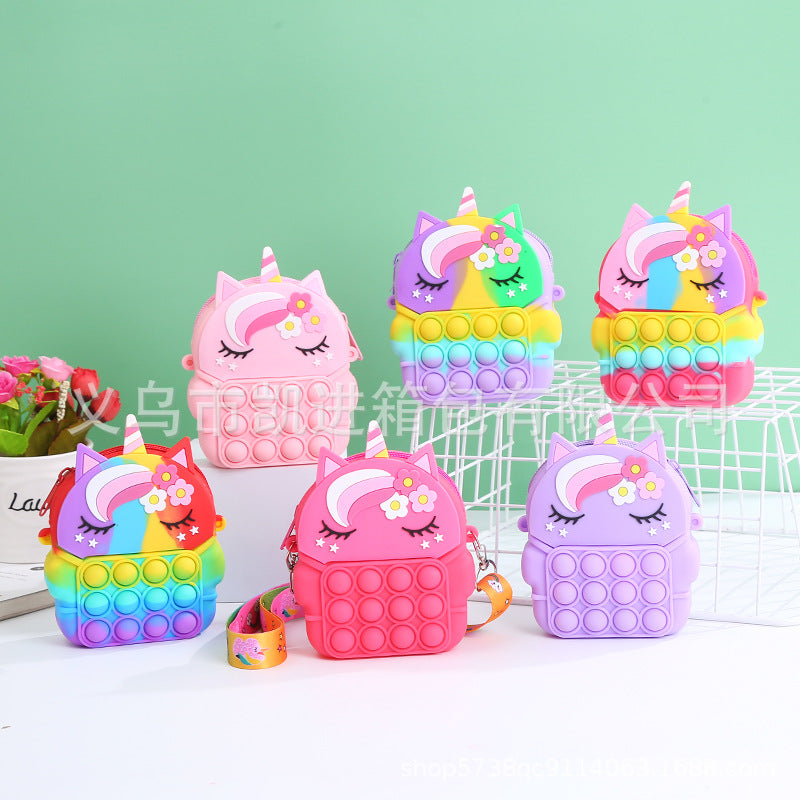 Wholesale Unzip Silicone Unicorn Kids Bag