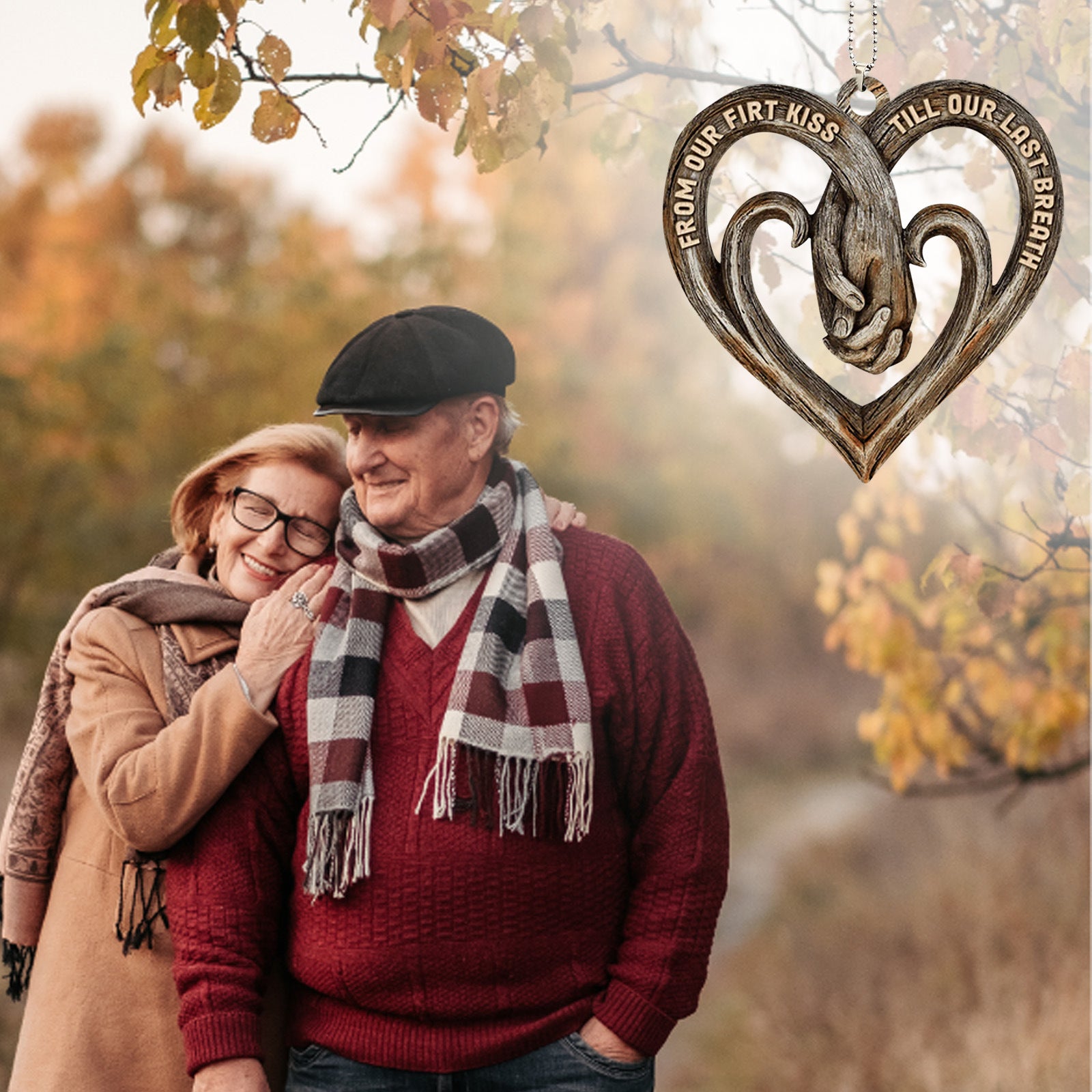 Colgante de madera con forma de corazón para el día de la madre y el padre al por mayor