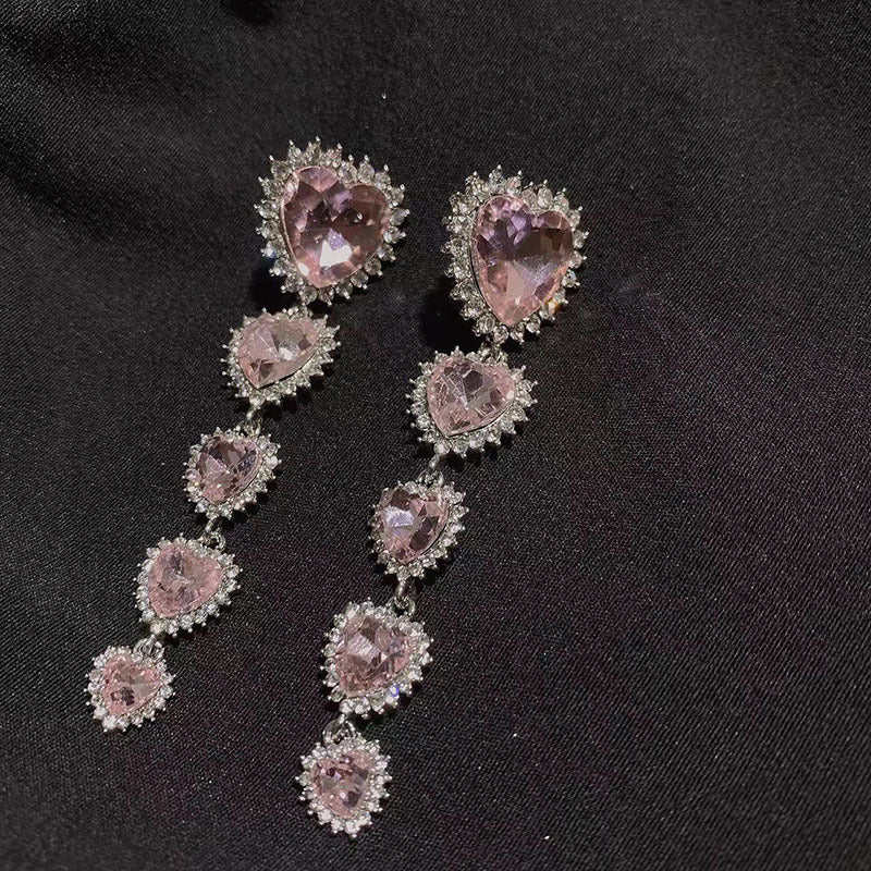 Wholesale Pink Love Gem Pearl Necklace Set