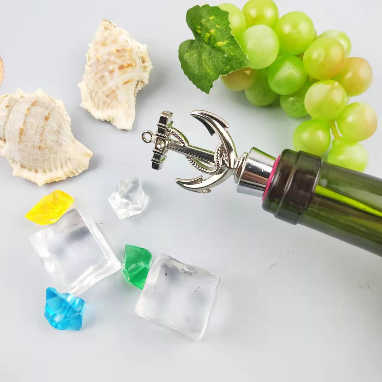 Wholesale DIY Silver Rudder Zinc Alloy Red Wine Bottles