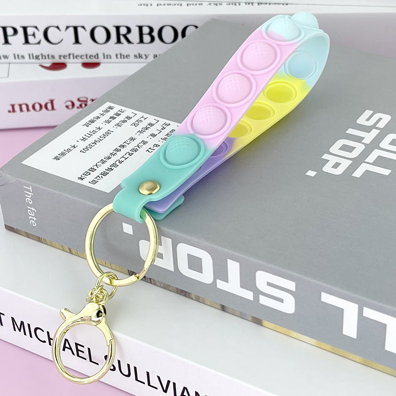 Wholesale PVC Rainbow Fruit Decompression Frozen Leather Rope Keychain