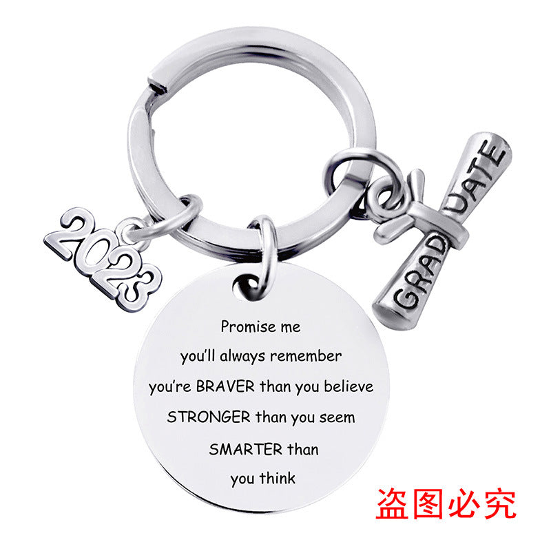 Wholesale Graduation Season Gift Lettering Round Metal Keychain