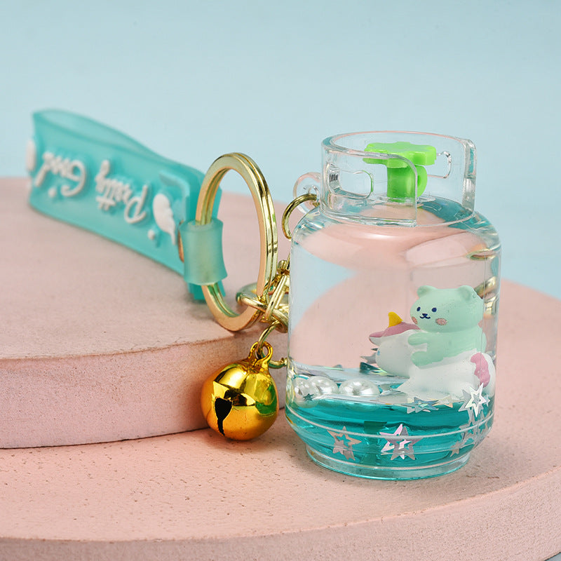 Llaveros flotantes de acrílico aceitado al por mayor del oso del montar a caballo del oso