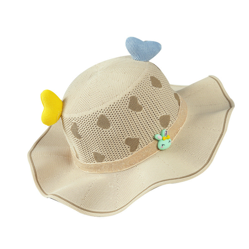 Wholesale Polyester Children's Large Brim Sunshade Hollow Breathable Fisherman Hat