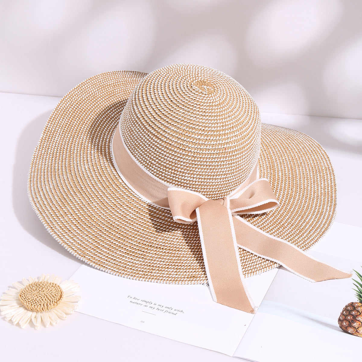 Wholesale Straw Woven Summer New Round Top Sunscreen Fisherman Hat 10pcs