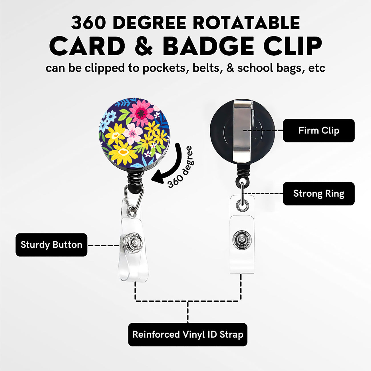 Wholesale Badge Reels ABS Rainbow Flower Butterfly Card Holder Retractable Keychain