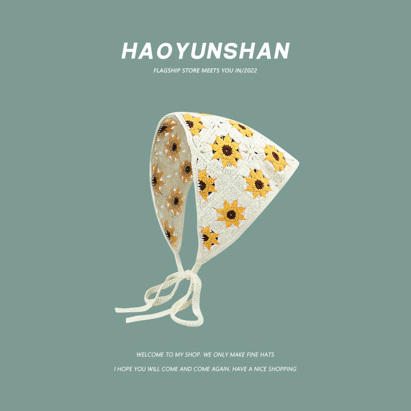 Algodón al por mayor de algodón pequeño champiñón de cerezo triangular hueco bufanda