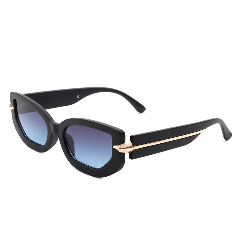 Wholesale PC Small Frame Cat Eye Metal Bar Polygon Sunglasses