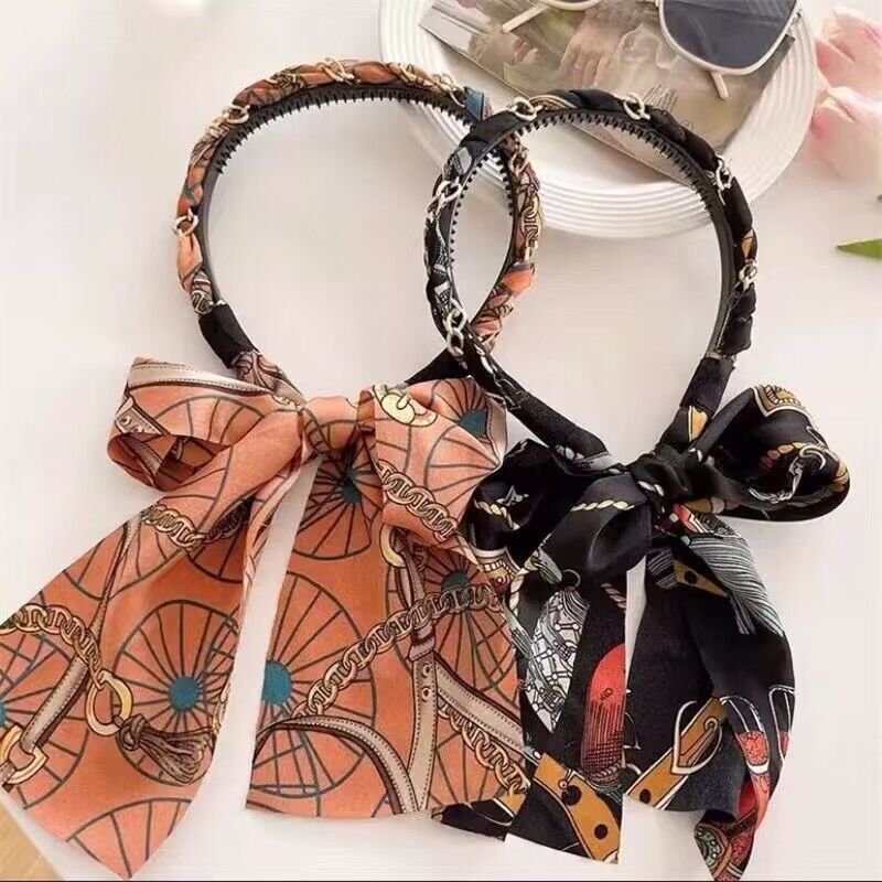 Wholesale Vintage Chain Satin Fabric Headband