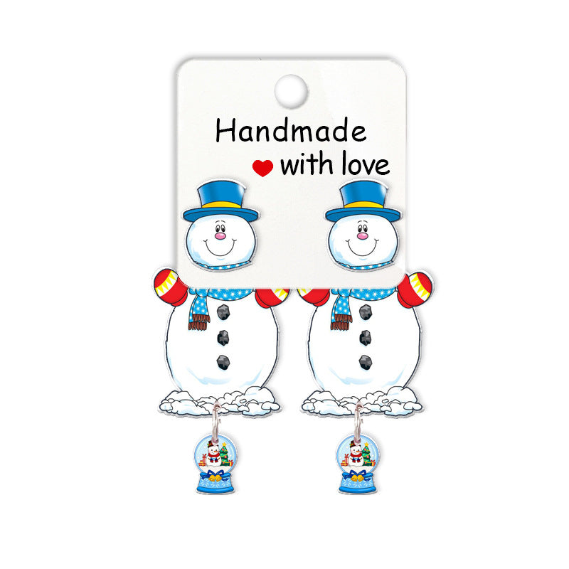 Wholesale Cartoon Christmas Snowman Resin Earrings