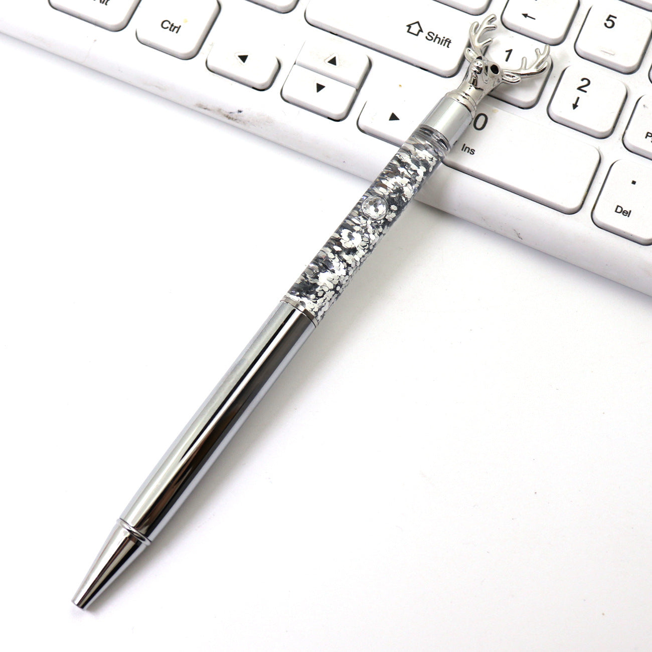 Venta al por mayor Bolígrafo de alce de polvo de oro de plástico