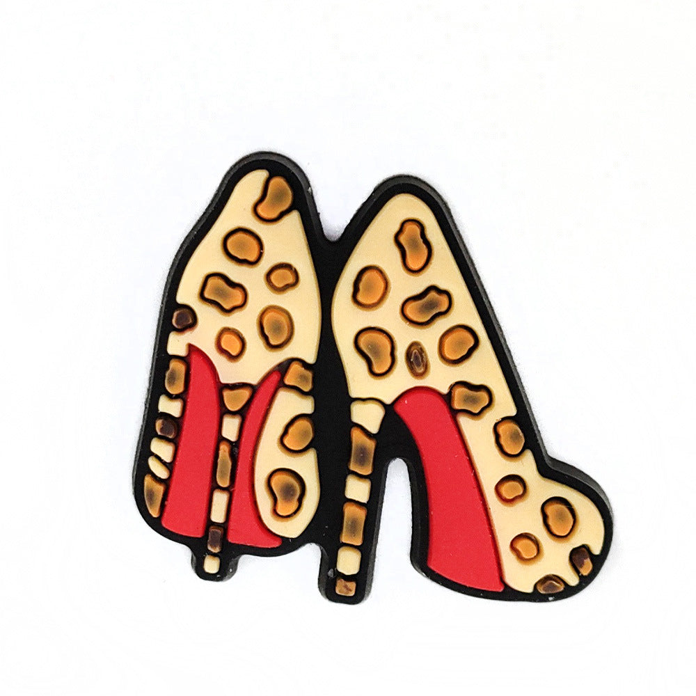 Wholesale 10pcs  Pvc Leopard Print Series Hole Shoes Decoration