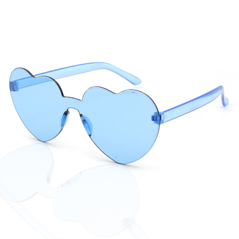 Wholesale Plastic Rimless Heart Shaped One Piece Sunglasses Kids Glasses